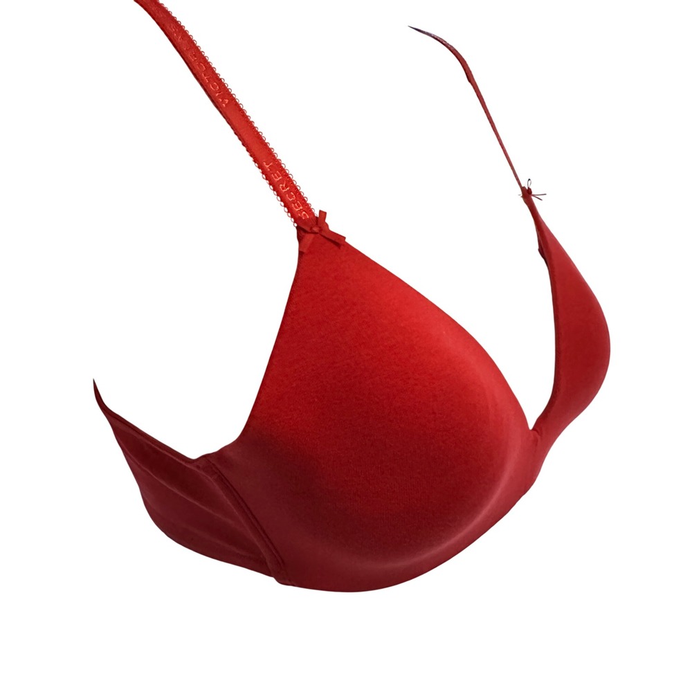 Victoria's Secret Wireless Bra 36A Red Cotton Lined No Wire Coquette Soft Cup